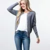 Sweet Salt Round Neck Cardigan Top Gray -Modest Clothing Sales 1207408