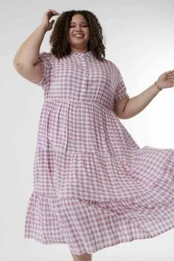 Sweet Salt Dress Short Puff Sleeve Red Gingham