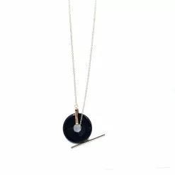 Sweet Salt Necklace Gold Black Circle Pendant