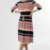 Sweet Salt 3/4 Sleeve Drawstring Waist Dress Black Stripe -Modest Clothing Sales 1361827 P 3 4 Sleeve Drawstring Waist Dress Black Stripe 468297