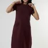 Sweet Salt Short Sleeve Front Pockets Dress Burgundy