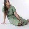 Sweet Salt Elastic Waist Puff Sleeve Dress Green Floral -Modest Clothing Sales 1387483 P Elastic Waist Puff Sleeve Dress Green Floral 469934
