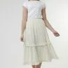 Sweet Salt Elastic Waist Ruffle Skirt White Floral