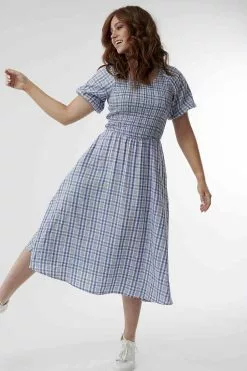 Sweet Salt Dress Raglan Sleeve Smocked Bodice Blue Gingham