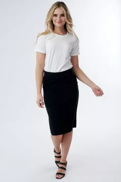 Sweet Salt Skirt Knit Knee Length Pencil Black