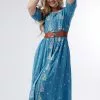Sweet Salt V Neck Embroidered Dress Turquoise -Modest Clothing Sales 1396881 P V Neck Embroidered Dress Turquoise 71749