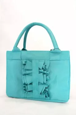 Scripture Tote Turquoise Ruffle