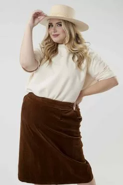 Sweet Salt Corduroy Back Slit Skirt Brown