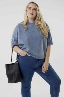 Sweet Salt Cuffed Dolman Sleeve Top Blue