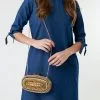 Sweet Salt Dress 3/4 Tie Sleeve Blue