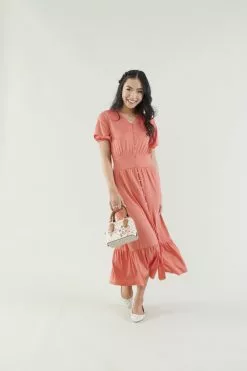 Sweet Salt Dress A Line Midi With Ruffle Coral