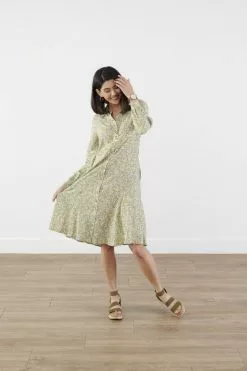 Sweet Salt Dress Collar Neck Green/Yellow Floral