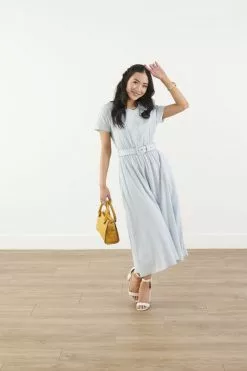 Sweet Salt Dress Dolman Sleeve Belt Light Blue