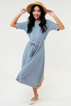 Sweet Salt Dress Dolman Sleeve Wrap Skirt Blue/White
