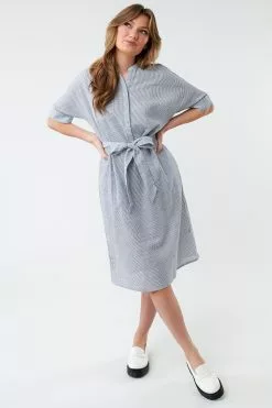 Sweet Salt Dress Drop Shoulder Patch Pocket Gray/Whte