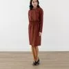 Sweet Salt Drop-Shoulder Pencil Skirt Dress Brown