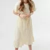 Sweet Salt Dress Knit Dolman Sleeve Midi Ivory/Yellow