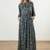 Sweet Salt Necktie Puffed Sleeve Floral Dress Jade -Modest Clothing Sales Dress20Neck20Tie20Puffed20Long20Sleeve20Floral20Jade 0234