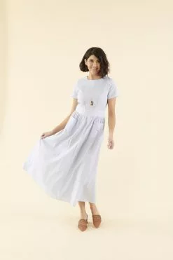 Sweet Salt Dress Patch Pocket Maxi Blue Stripe