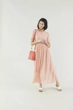 Sweet Salt Dress Plaid Maxi Orange