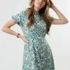 Sweet Salt Dress Raglan Sleeve Ruffle Neck Green Floral
