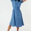 Sweet Salt Dress Ruffle Trim Light Wash