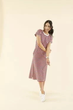Sweet Salt Dress Side Slit Tee Red White Blue