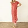 Sweet Salt V-Neck Pleated Maxi Dress Red Orange -Modest Clothing Sales Dress20V20Neck20Pleat20Maxi20Red20Orange 2034