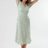 Sweet Salt Dress Wide Waistband Green/White Floral