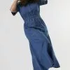Sweet Salt Dress Hidden Placket Smocked Waist Denim -Modest Clothing Sales Dress Hidden Placket Smocked Waist Denim 64722