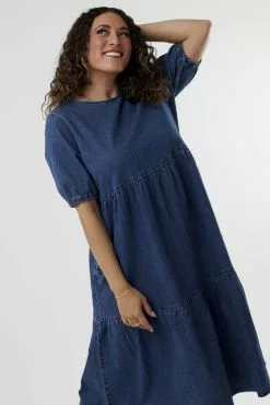 Sweet Salt Dress Tiered Midi Denim