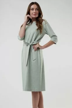 Sweet Salt Drop Shoulder 3/4 Sleeve Pencil Dress Gray