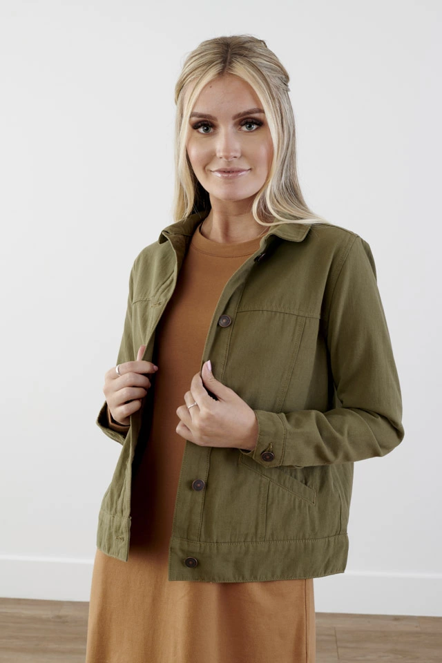 Sweet Salt Rounded-Collar Jacket Olive Green 3 Sweet Salt Rounded-Collar Jacket Olive Green