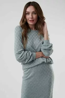 Sweet Salt Knit Pencil Skirt Turquoise