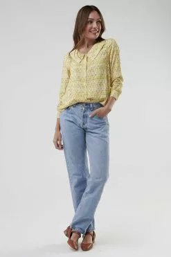 Sweet Salt Peter Pan Collar Button Down Top Yellow