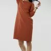 Sweet Salt Puff Sleeve Princess Line Dress Rust
