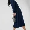 Sweet Salt Ruffle Neck And Trim Dress Navy