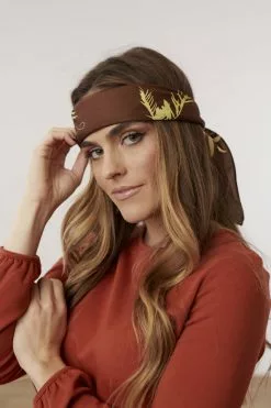 Scarf Brown Floral 28 Inch