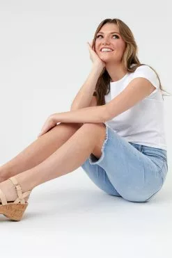 Sweet Salt Shorts Frayed Hem Bermuda Light Wash