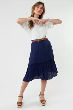 Sweet Salt Skirt A Line Button Down Navy