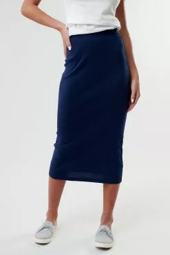 Sweet Salt Skirt Pencil Elastic Waist Navy