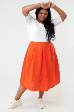 Sweet Salt Skirt Pleated A Line Red Orange