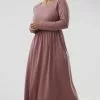 Sweet Salt Square Neck Empire Waist Dress Mauve -Modest Clothing Sales Square Neck Empire Waist Dress Mauve 359575