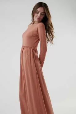 Sweet Salt Square Neck Empire Waist Dress Rust
