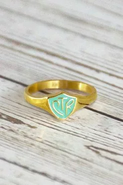 CTR Ring Mint And Gold Small Shield Sizes 5-10