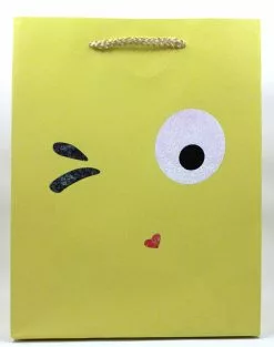 Gift Bag Winky Face Yellow Small