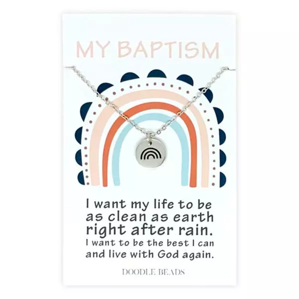 Doodle Beads Necklace Baptism Rainbow Silver 3 Doodle Beads Necklace Baptism Rainbow Silver