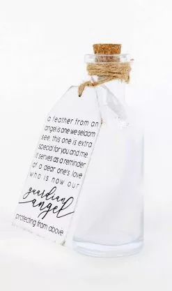 Adams & Co Glass Jar With Feather From Angel Poem