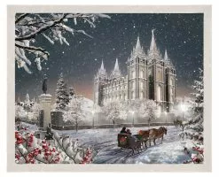 Brent Borup SLC Temple Old Time Christmas 22x26 Off White