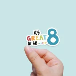 Doodle Beads Sticker It's Great To Be 8 Blue